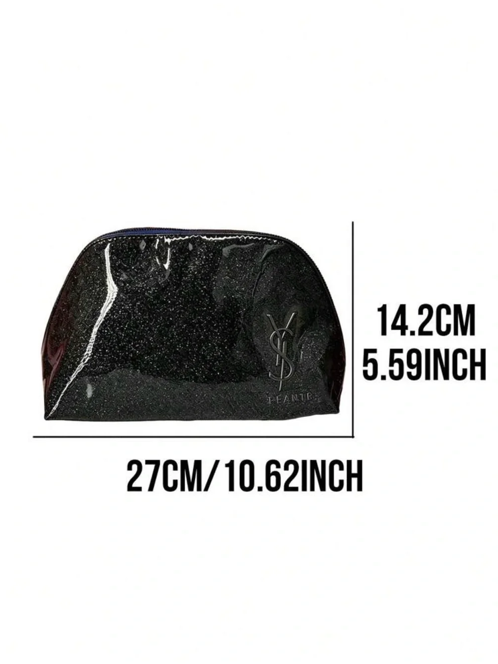 Yves Saint Laurent Black Glossy Glitter Cosmetic Pouch